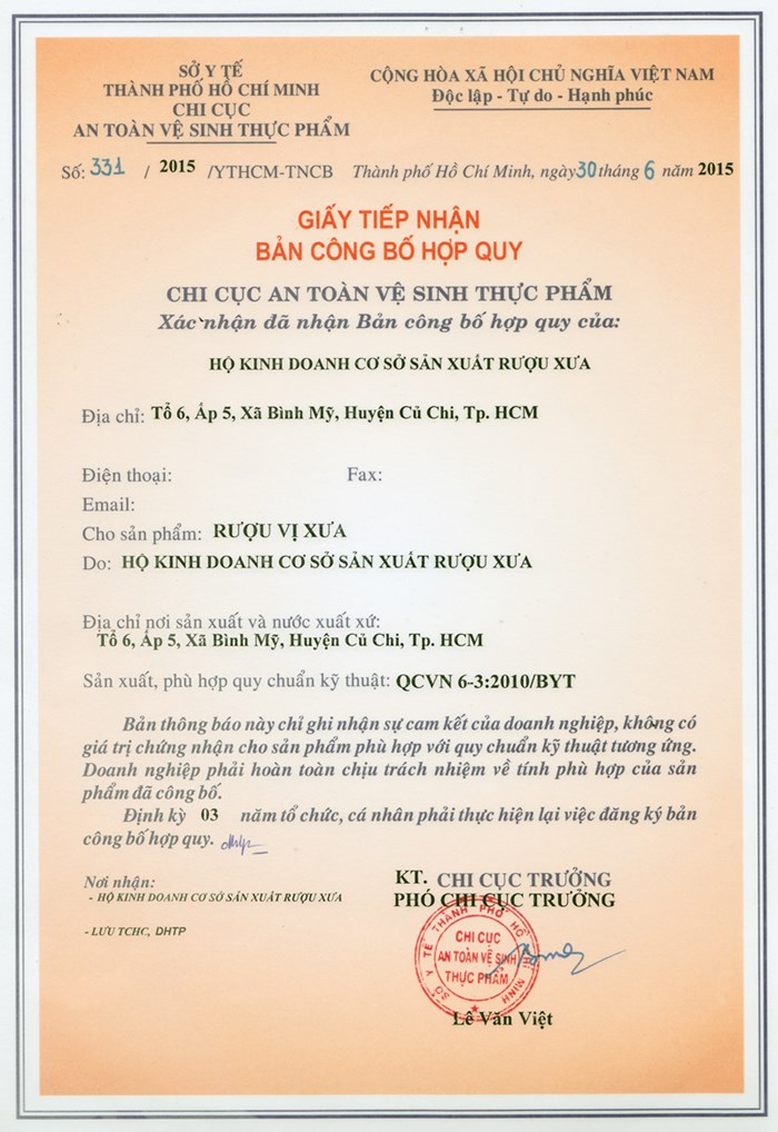 Bản công bố hợp quy