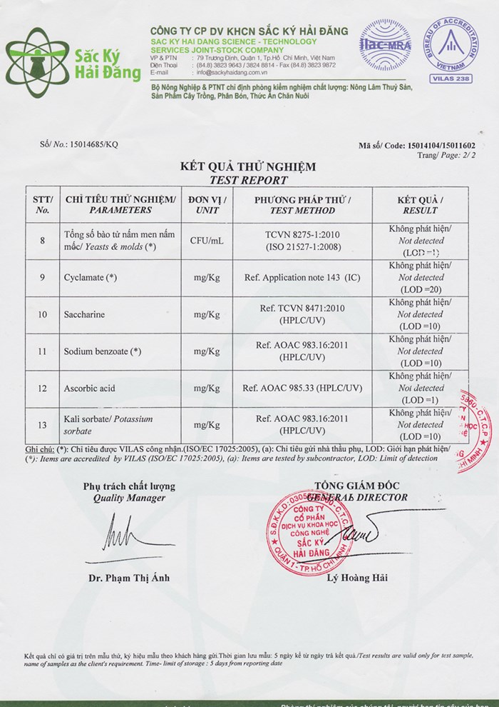 Bản kết quả thử nghiệm 3