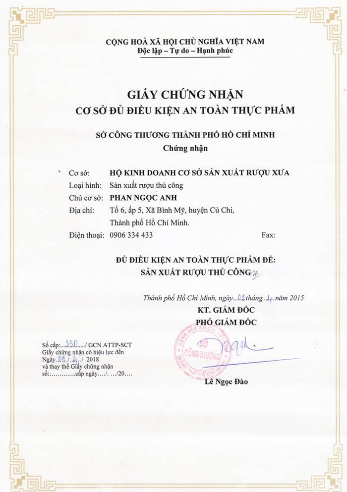 Chứng nhận an toàn thực phẩm